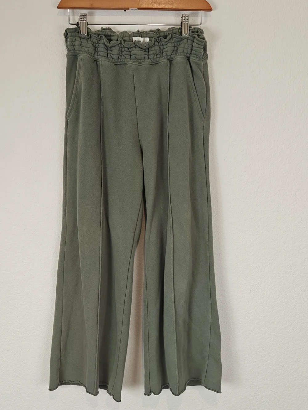 Abercrombie & Fitch Soft A&F Sage Green Wide Leg Lounge Pants High Rise Cozy S
